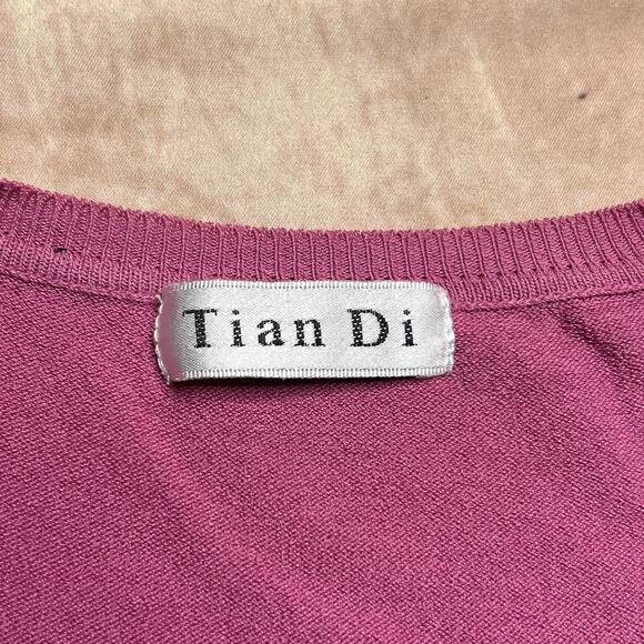 Vintage Y2K Tian Di Geometric Crab Graphic Print Woven Knit Top Tessellation - Picture 4 of 7